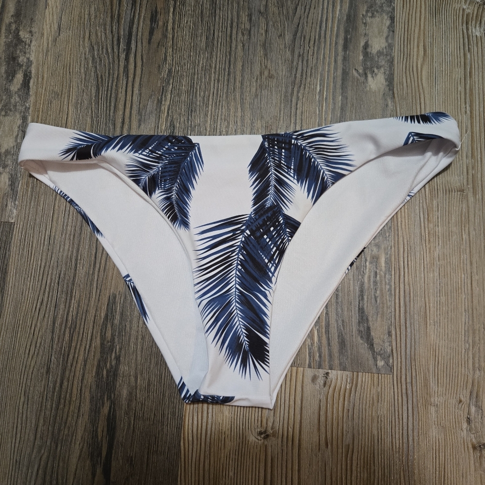 SHEIN Blue and White Palm Leaf Bikini Bottom